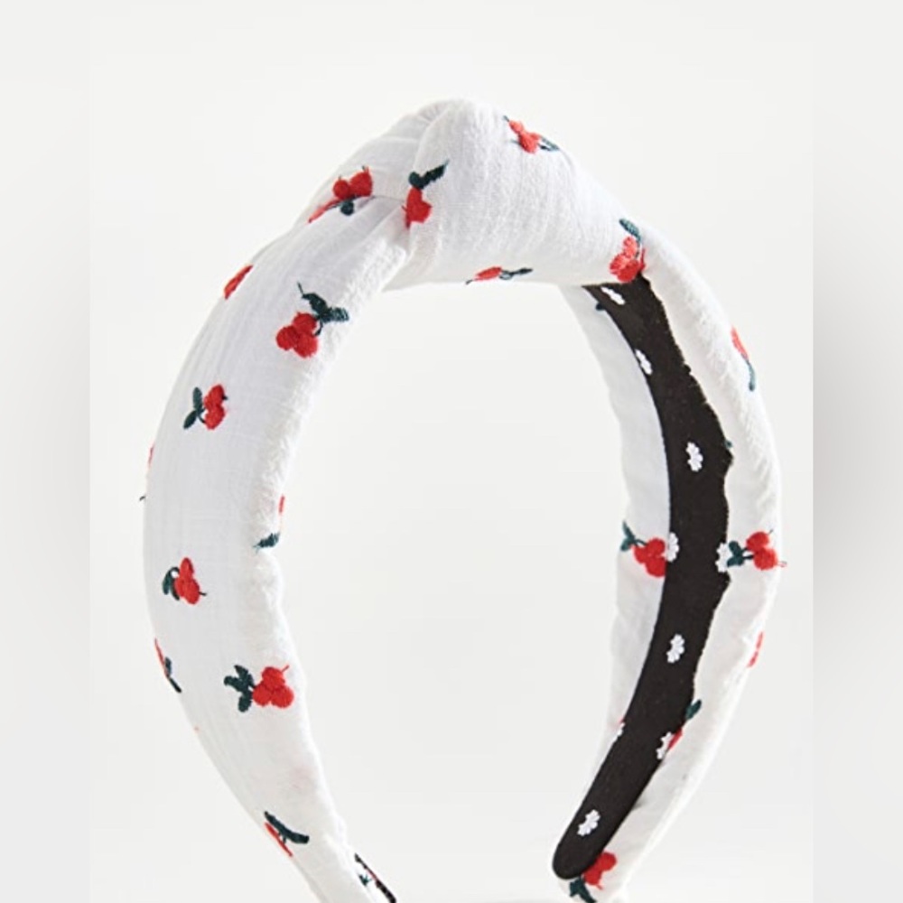 🆕 Lele Sadoughi Embroidered Knotted Headband Ivory Cherry